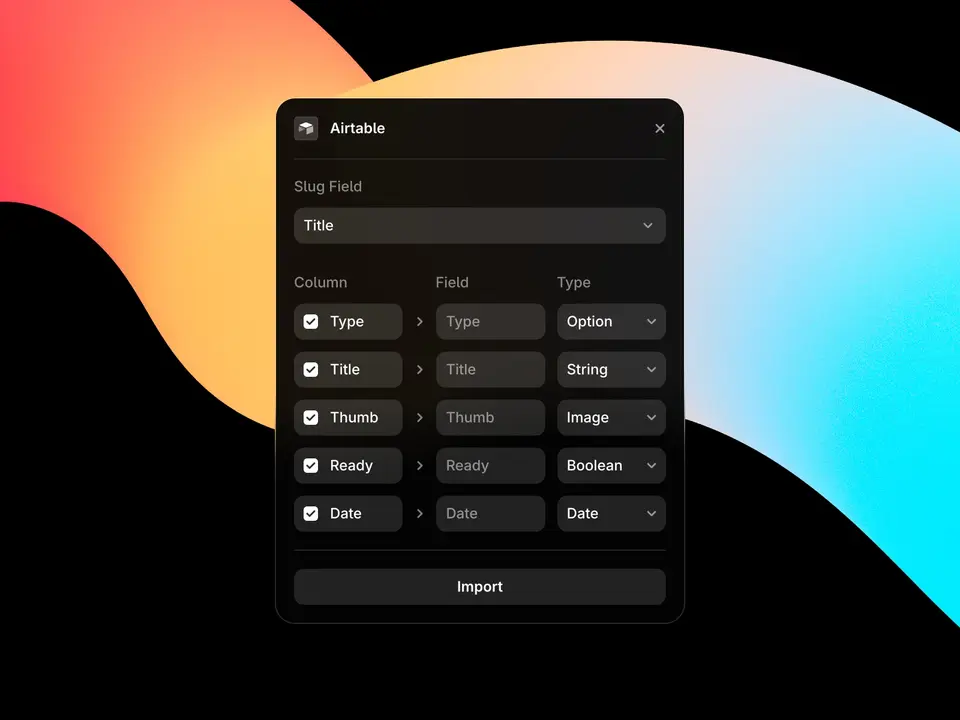 Screenshot of the Airtable plugin for Framer