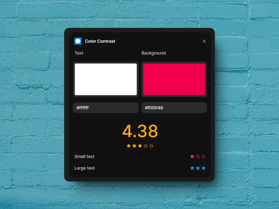 Screenshot of the Color Contrast plugin for Framer