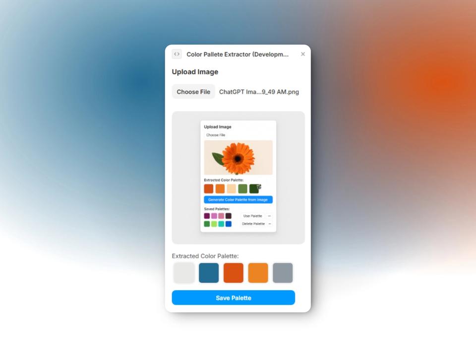 Screenshot of the Color Pallete Extractor plugin for Framer