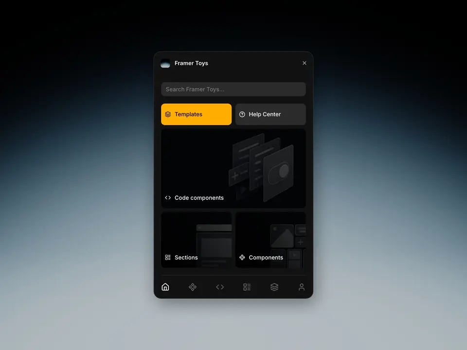 Screenshot of the Framer Toys plugin for Framer