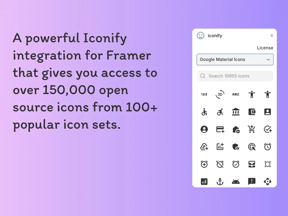 Screenshot of the Iconify plugin for Framer