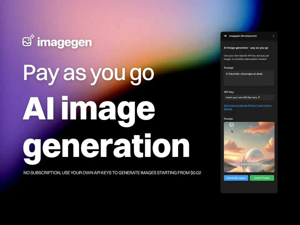 Screenshot of the AI Imagegen plugin for Framer