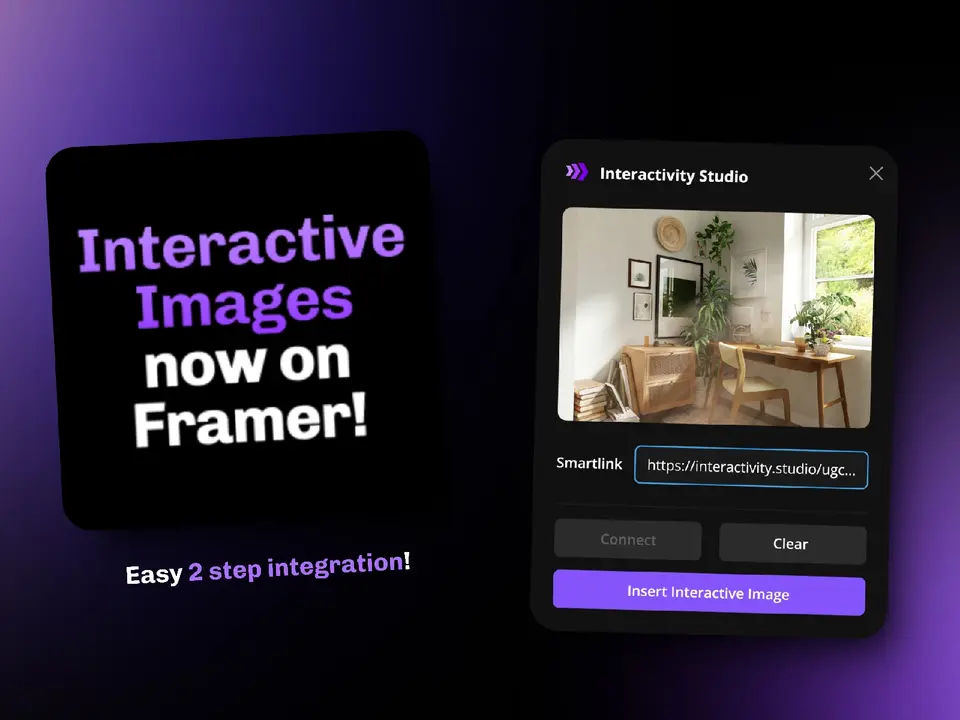 Screenshot of the Interactivity Studio plugin for Framer