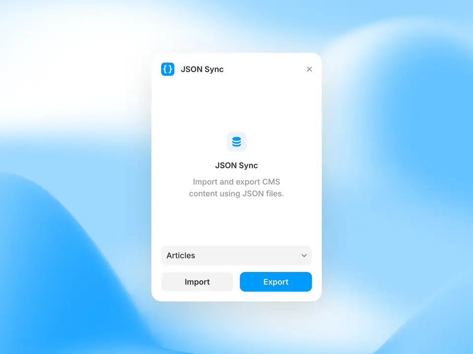 Screenshot of the JSON Sync plugin for Framer