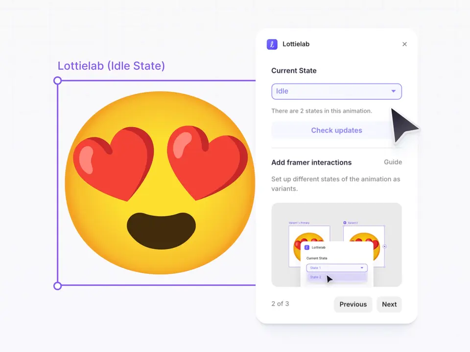 Screenshot of the Lottielab plugin for Framer