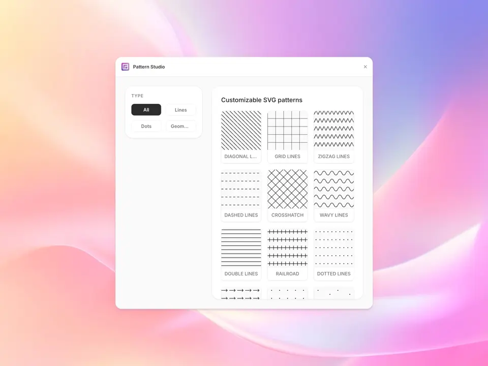 Screenshot of the Pattern Studio plugin for Framer