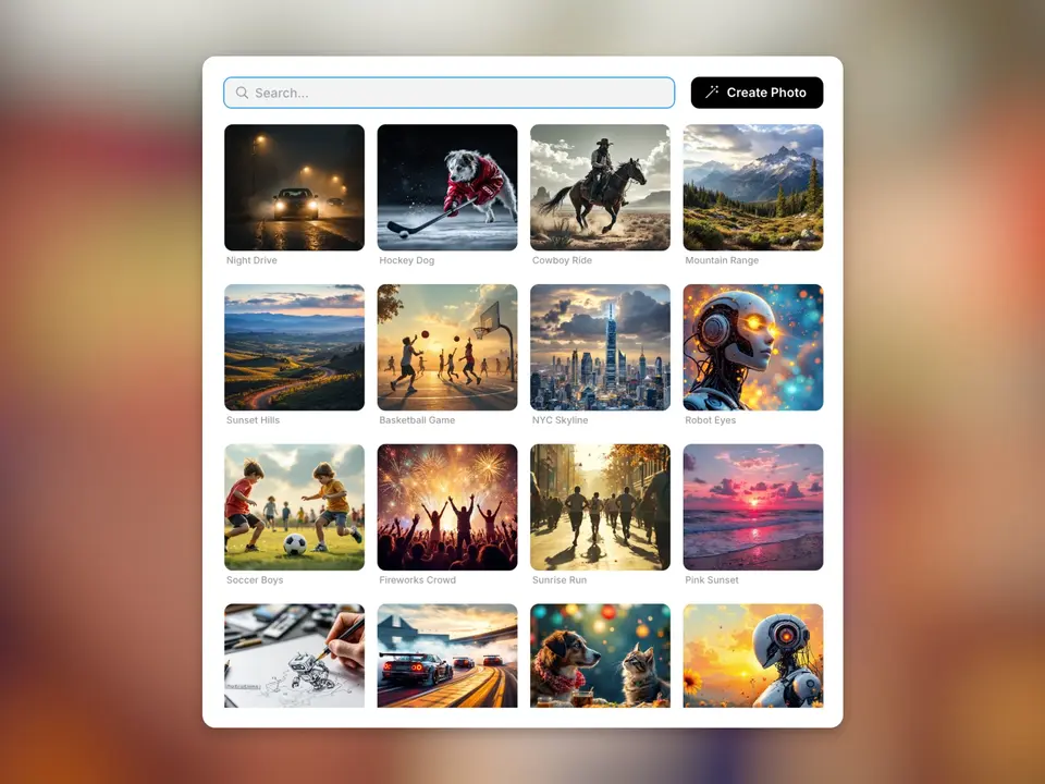 Screenshot of the PhotoBase plugin for Framer