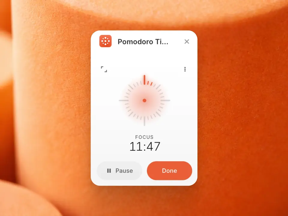 Screenshot of the Pomodoro Timer plugin for Framer