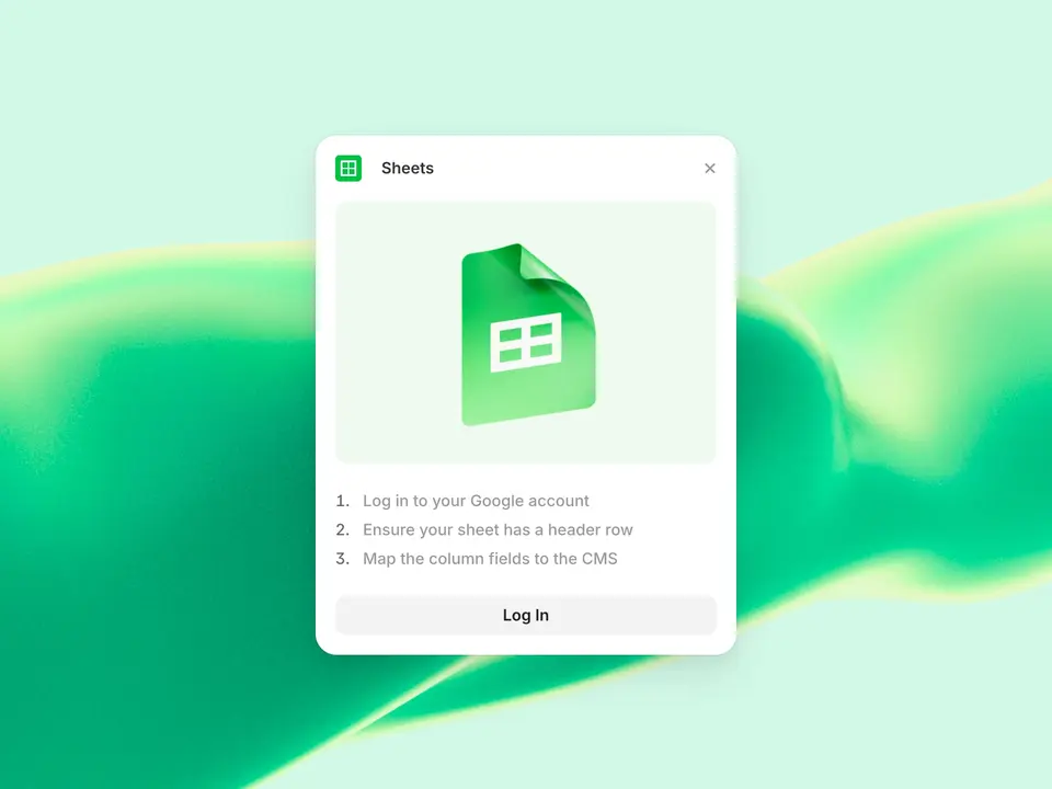 Screenshot of the Google Sheets plugin for Framer