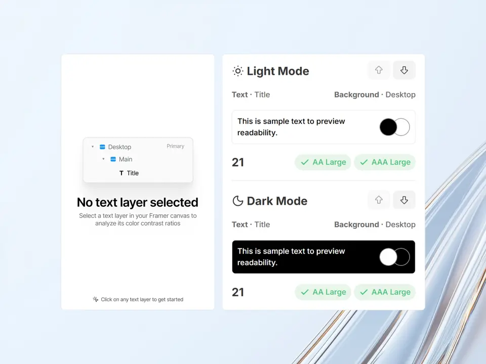 Screenshot of the Smart Contrast plugin for Framer