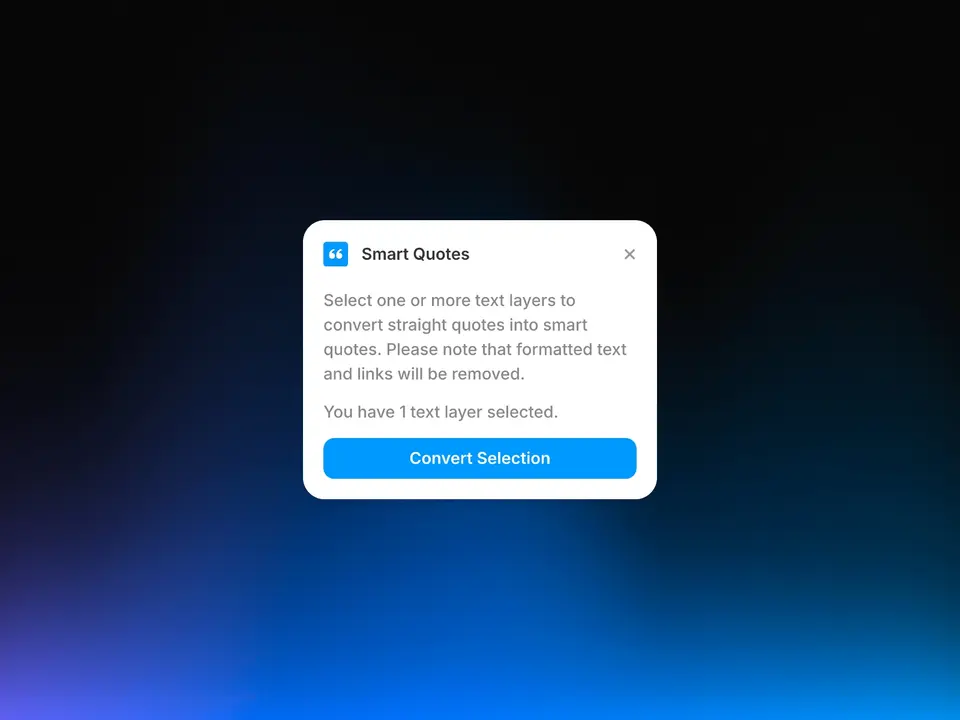 Screenshot of the Smart Quotes plugin for Framer