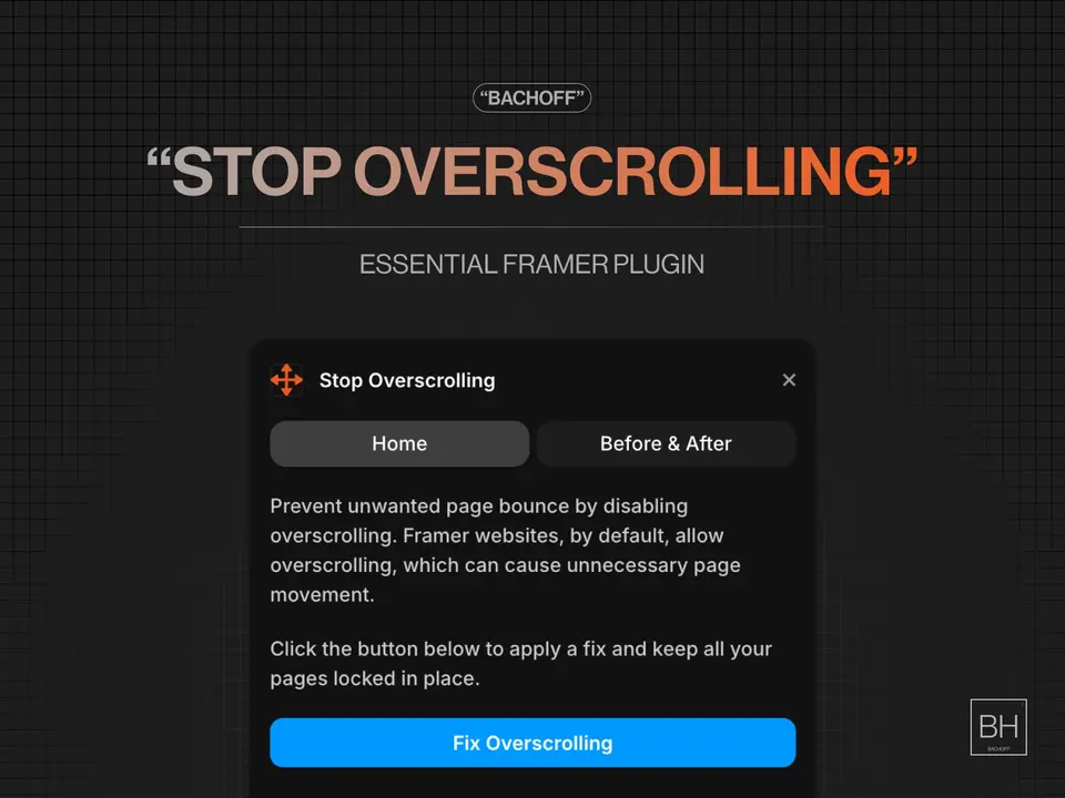 Screenshot of the Stop Overscrolling plugin for Framer