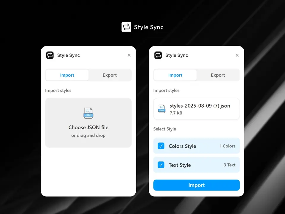 Screenshot of the Style Sync plugin for Framer