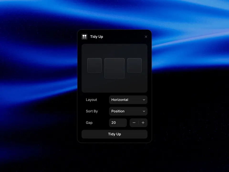 Screenshot of the Tidy Up plugin for Framer