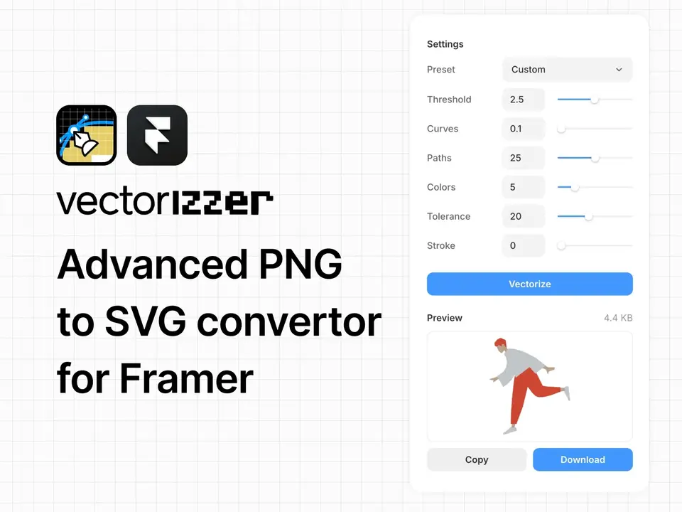 Screenshot of the Vectorizzer plugin for Framer