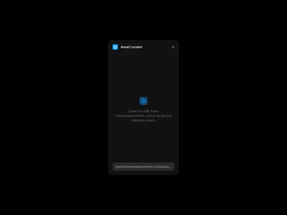 Screenshot of the Asset Locator plugin for Framer