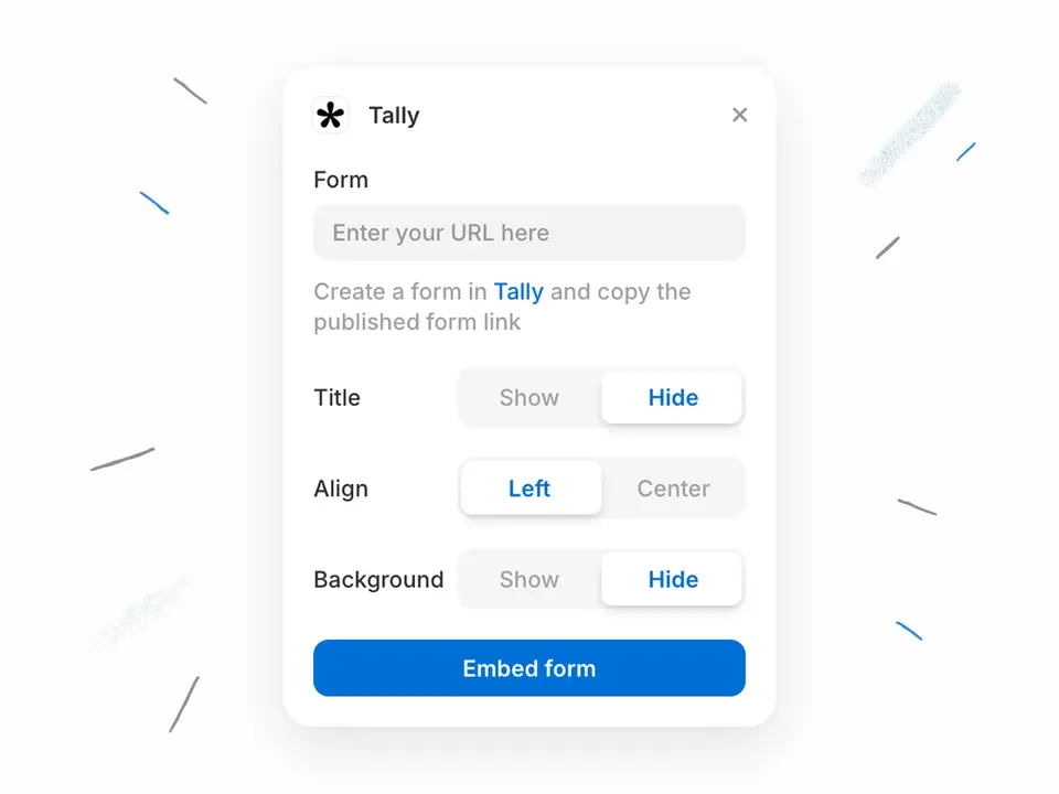 Screenshot of the Tally plugin for Framer